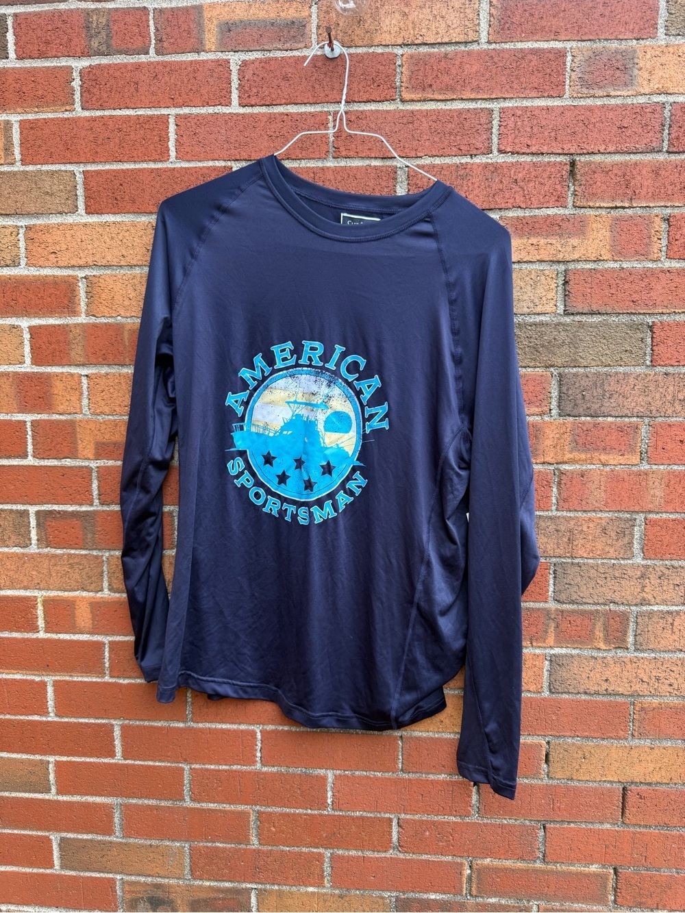 Club Room American Sportsman Rash Guard Shirt Large Navy Blue Fishing  UPF